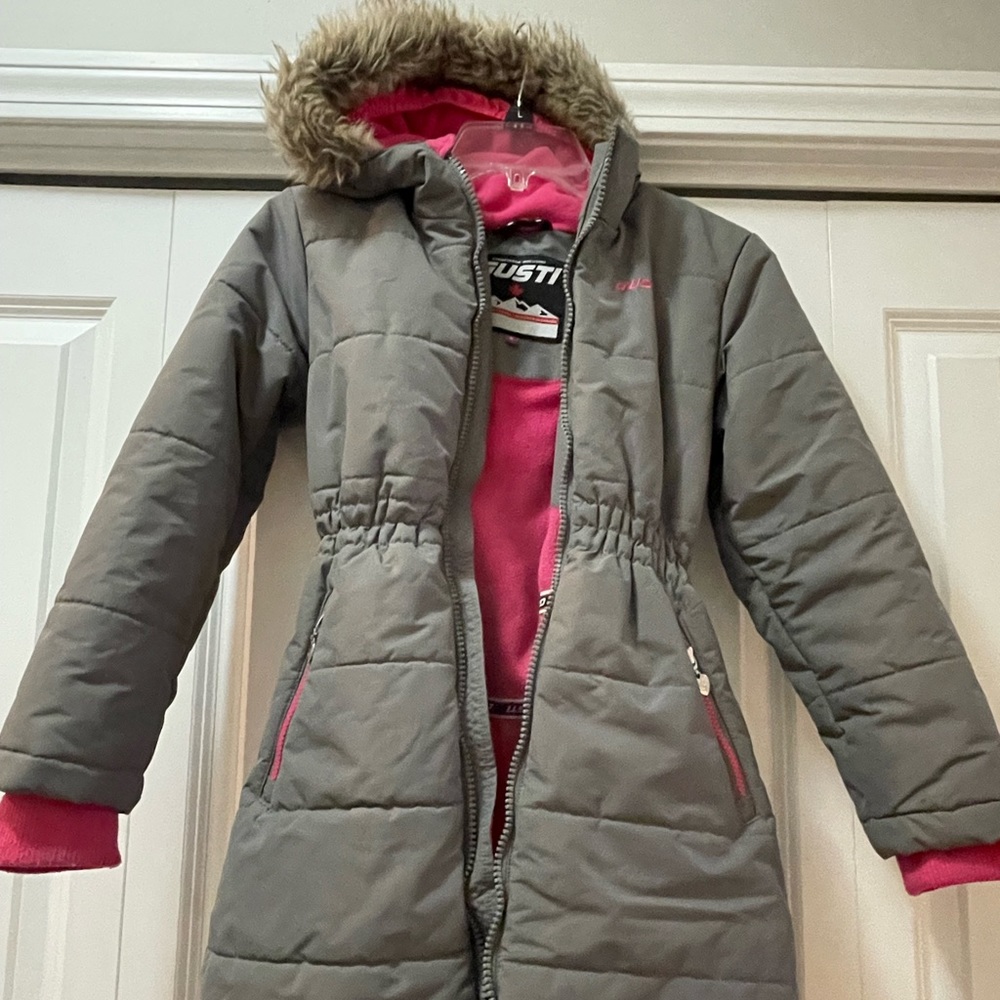 Girls mid thigh length winter coat.